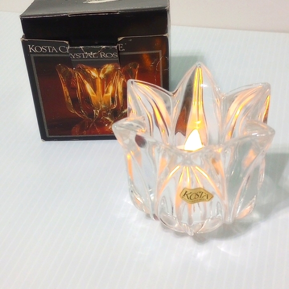 Vintage Kosta Boda Sweden Crystal Rose Candle Holder - Picture 9 of 9